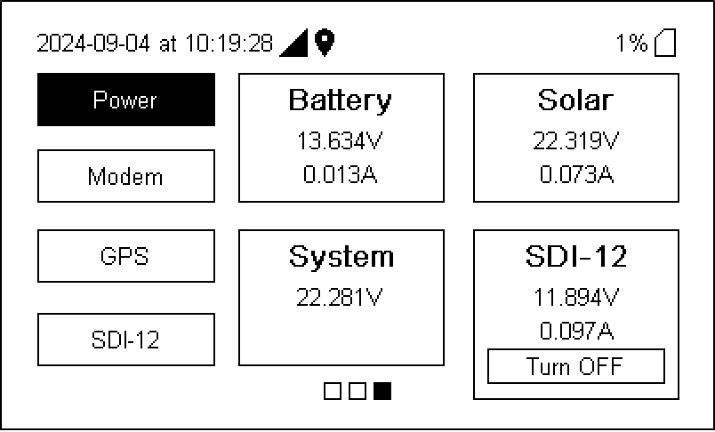 Power status information is one press to the right.